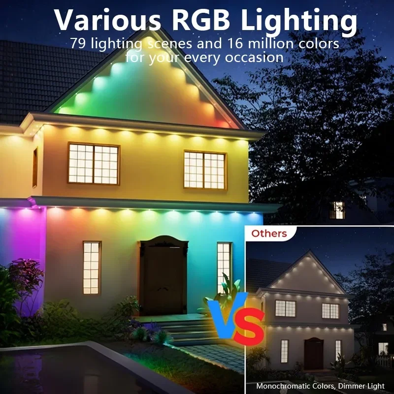 50FT/100FT/150FT/200FT/300FT أضواء خارجية دائمة مقاوم للماء RGB سلسلة أضواء DIY المشهد عيد الميلاد عيد ميلاد عطلة الطرف #2