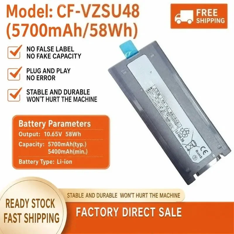 [NEW] 10.65V 58Wh CF-VZSU48 for CF-VZSU50/58U Battery for Panasonic for Toughbook CF-19 Laptop High-Capacity Li-ion Power