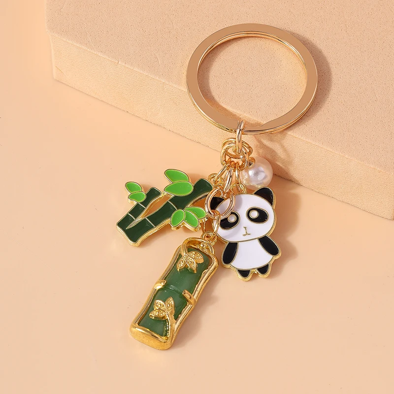 سلسلة مفاتيح باندا جميلة من المينا للرجال والنساء ، حلقة مفاتيح من الخيزران ، حامل مفتاح سيارة ، قلادة حقيبة يد ، هدية مجوهرات يدوية الصنع #5