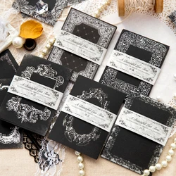 Yoofun 30pcs/lot Retro Frame Black and White Stickers Decorative Labels for Collage Scrapbooking DIY Journaling Planner DIY