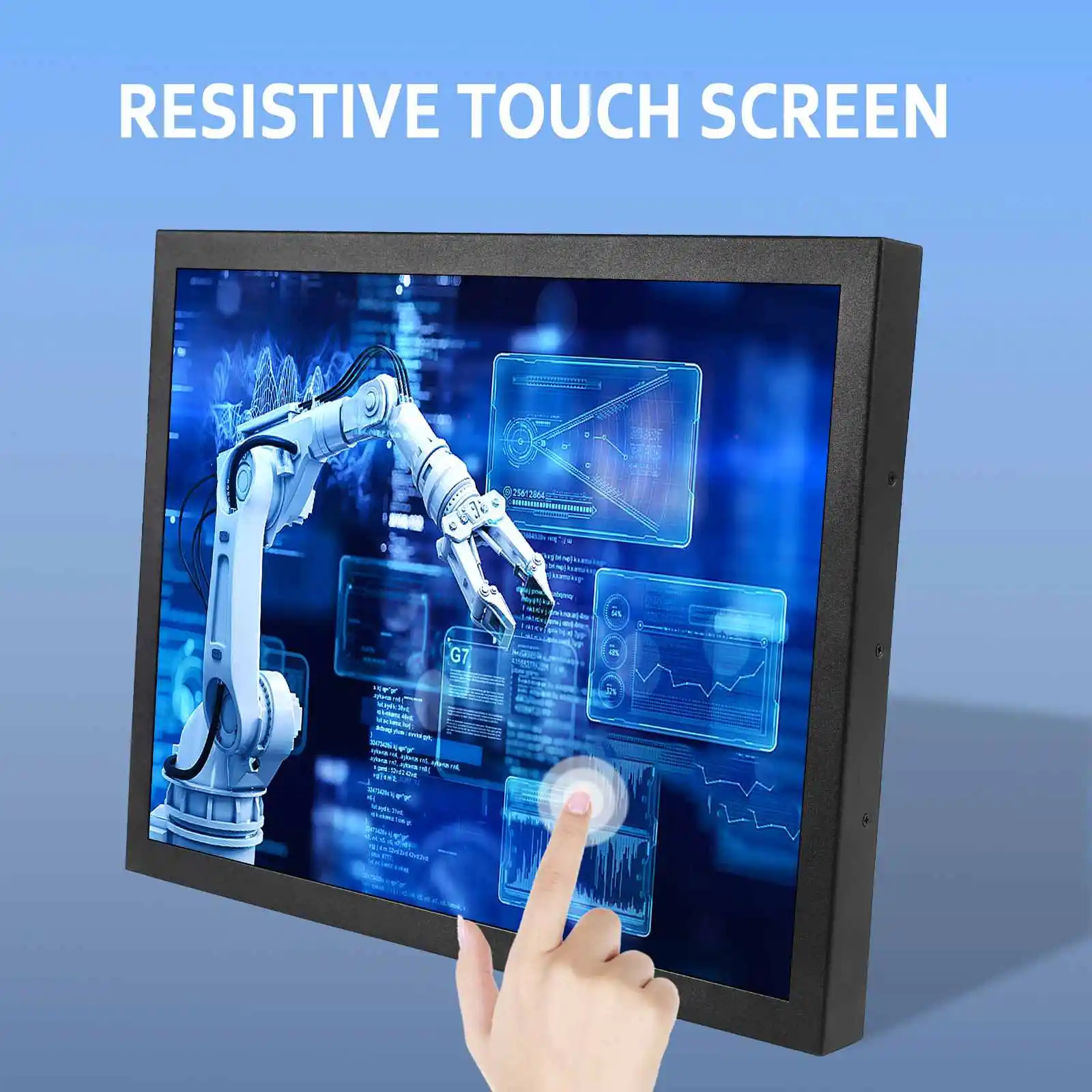 15inch 1024x768 Industrial Resistive Touch LCD Monitor H/D VGA DVI Input Port