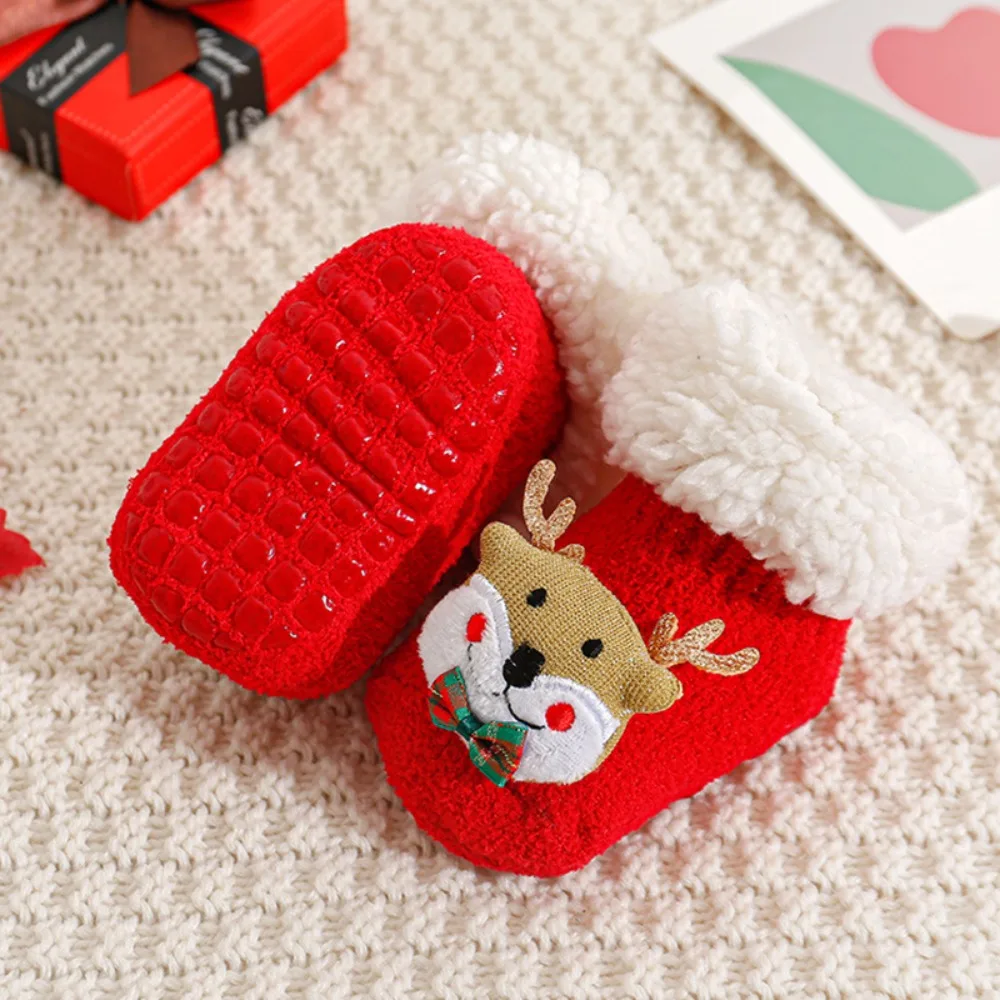 

Cute Lamb wool Christmas Baby Socks Anti Slip Soft Newborn Floor Sock Middle Tube Thicken New Year Toddler Socks New Year Gift