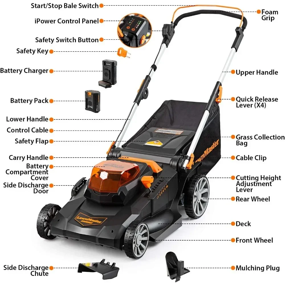 CLMFR6020A 0802 Cordless 21-Inch Brushless Push Lawn Mower 60V Max with 4.0Ah Battery &Fast Charger