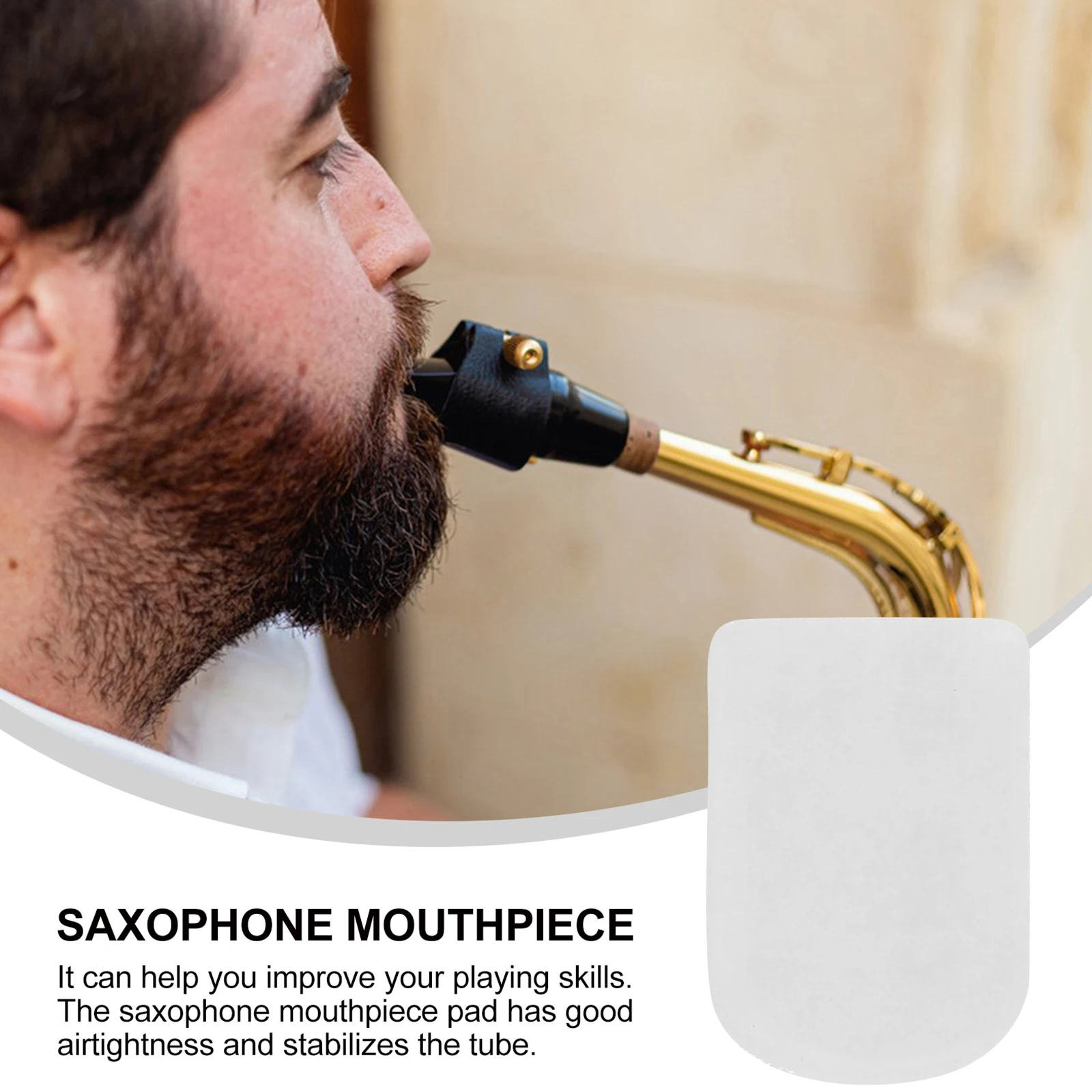 

8 Sheets Saxophone Mouthpieces Patches Instrument Tooth White Cushions Silicone Pads Replace Old Accessories Protect Teeth Marks