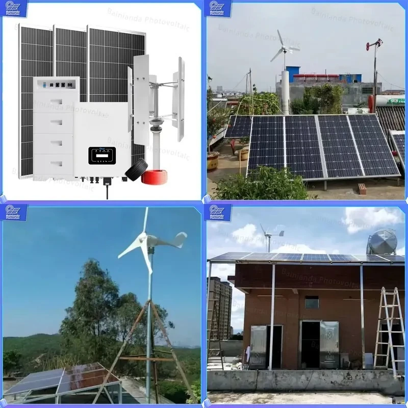 5KW Hybrid Solar Wind Power System Vertical Axis Wind Turbine Generator 300W 600W 800W 1KW 2KW Photovoltaic Home Off Grid