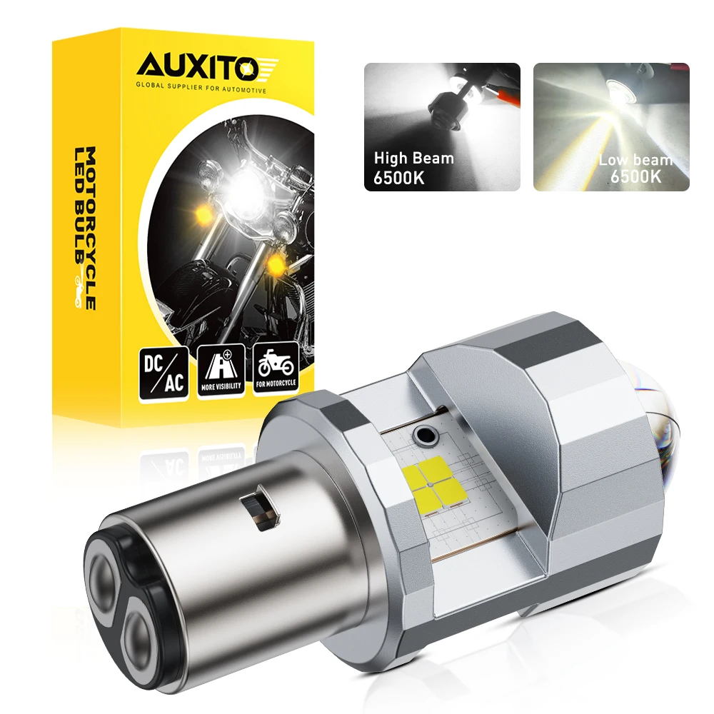 

AUXITO 9-30V BA20D LED Motorcycle Headlight Bulb For Ebike H6 LED Hi/Lo Beam White Yellow Dual Color Moto Motorbike Headlamp