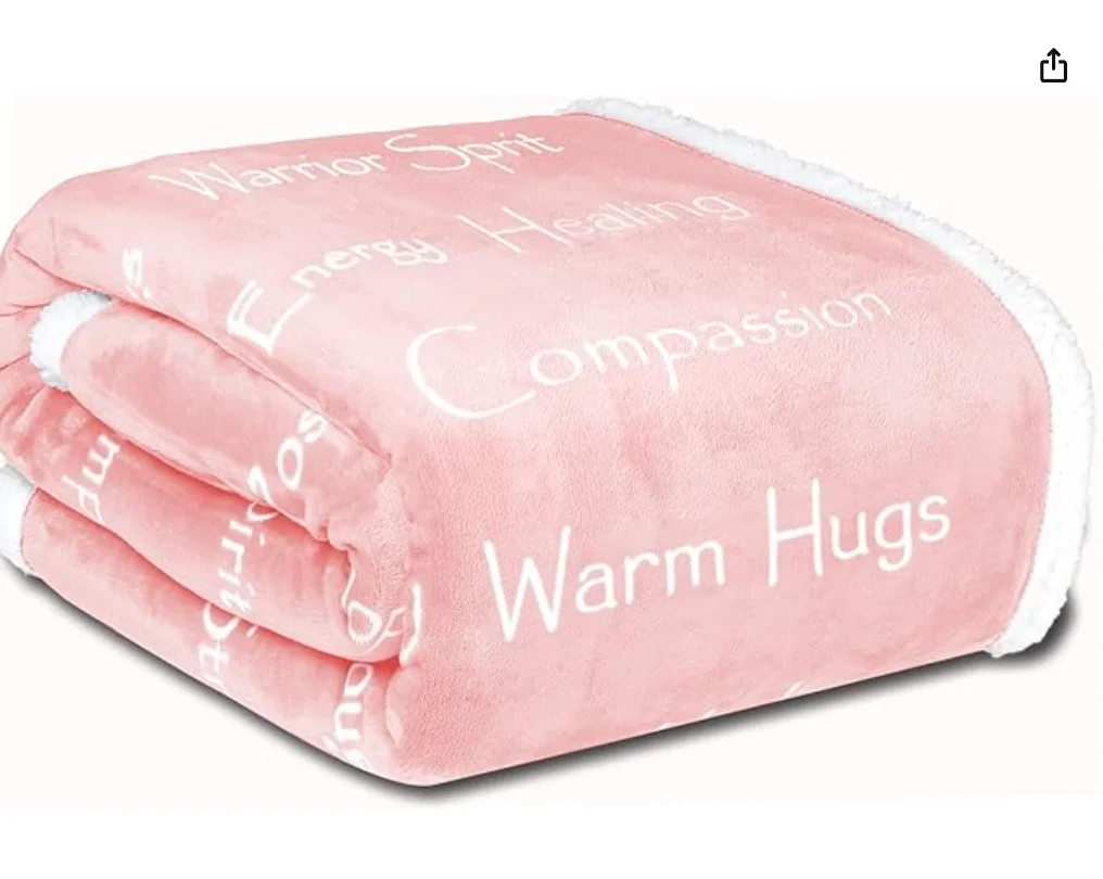 Couverture de Compassion Ultra Douce et Chaude – Force, Courage, Pensées Réconfortantes, Énergie Positive, Amour, Espoir – Cadeau de Guérison en Peluche