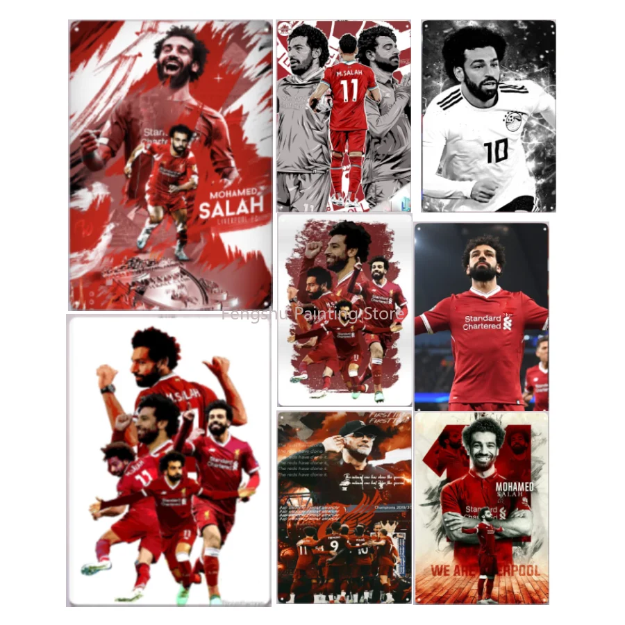 Mo Salah Multicolor Trendy Poster Wall Mural Vintage Art Painting Metal Tin Sign wall decor retro Living Room motorcycle Garage