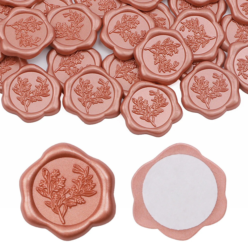

25pcs Rose Gold Wax Seal Stamp Stickers - Eucalyptus Wedding Invitation Envelope Seal Stickers, Self- Adhesive Stickers Perfect