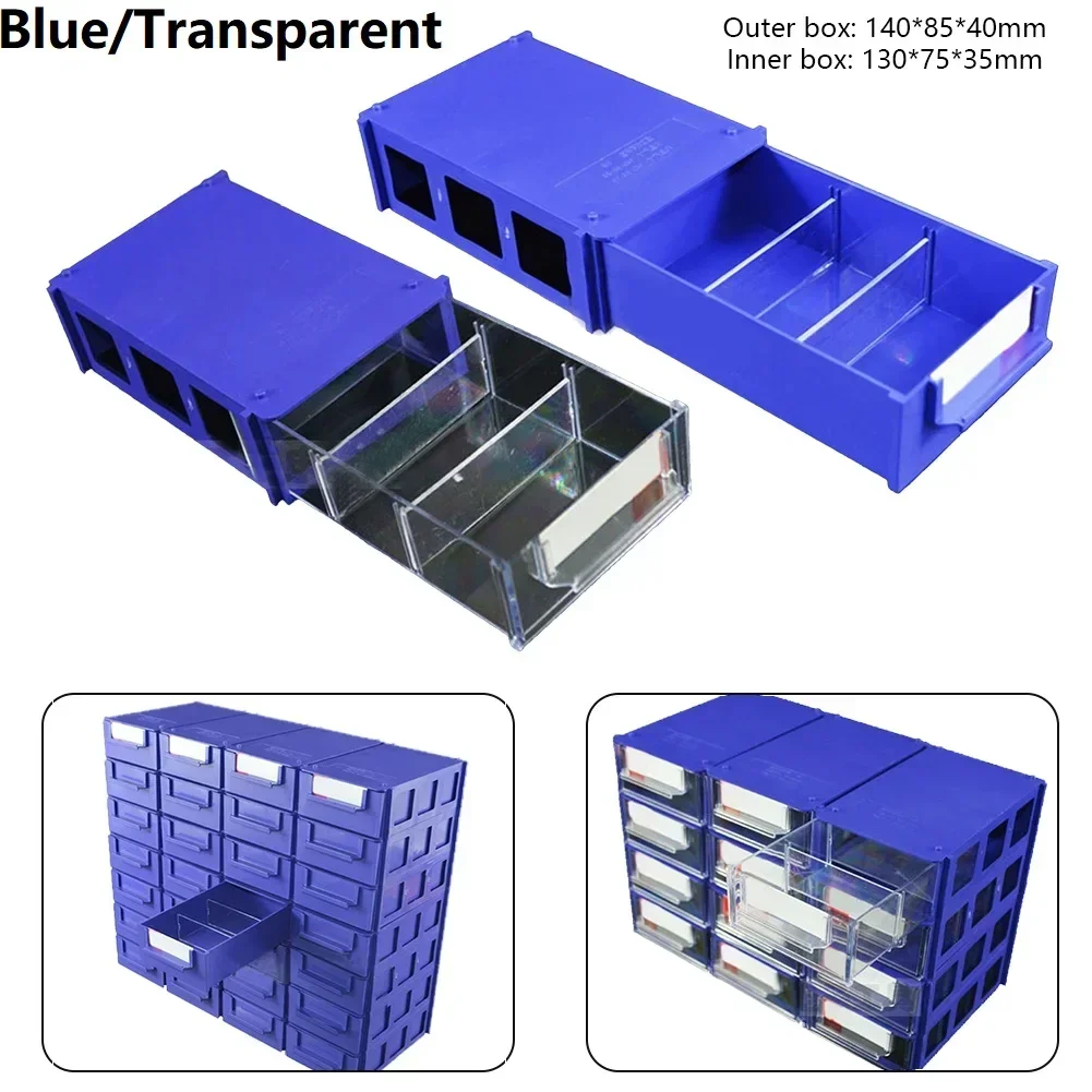 1PC Stackable Plastic Hardware Parts Storage Boxes Component Screws Toolbox Workshop Goods Shelves Tool Bag Tool Case