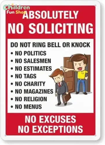Absolutely No Soliciting Do Not Ring Bell Knock Aluminum Weatherproof -Aluminum