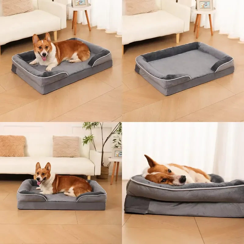 Custom Simple Fun Rectangle Orthopedic Memory Foam Kennel Bed Modern Anti Compression Pet Cat Mat