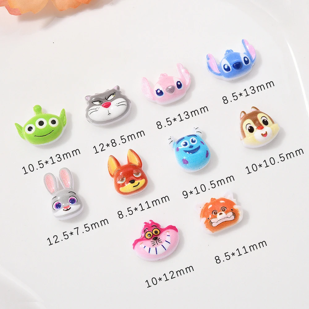 50 szt. Uroczych, kreskówkowych ozdób do paznokci z serii Zootopia, kawaii, 3D, świecące w ciemności, Stitch, Judy Królik, Nick Lis, akcesoria do dekoracji paznokci