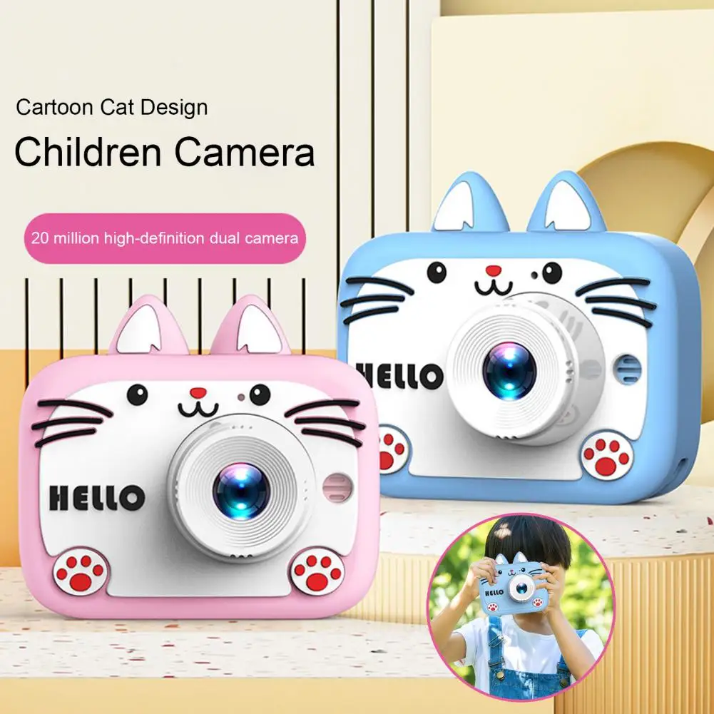 X900 Children Camera Cartoon Cat Design Kids Selfie Camera HD Digital Camera Travel Selfie Video Macro Shot Digital Camera