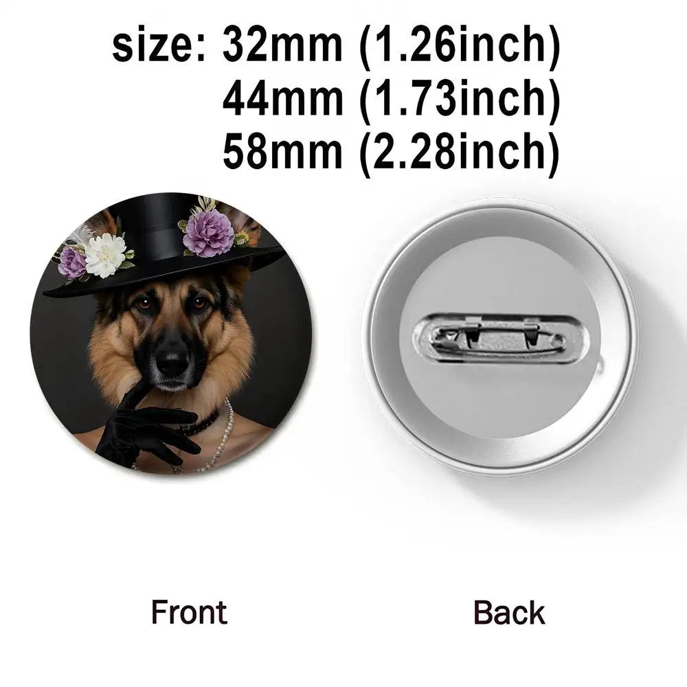 الراعي الألماني الكلب لطيف راهبة شارات مستديرة رائعة شارة دبابيس دبابيس الإبداعية للملابس قبعة ظهره هدية الملحقات #5