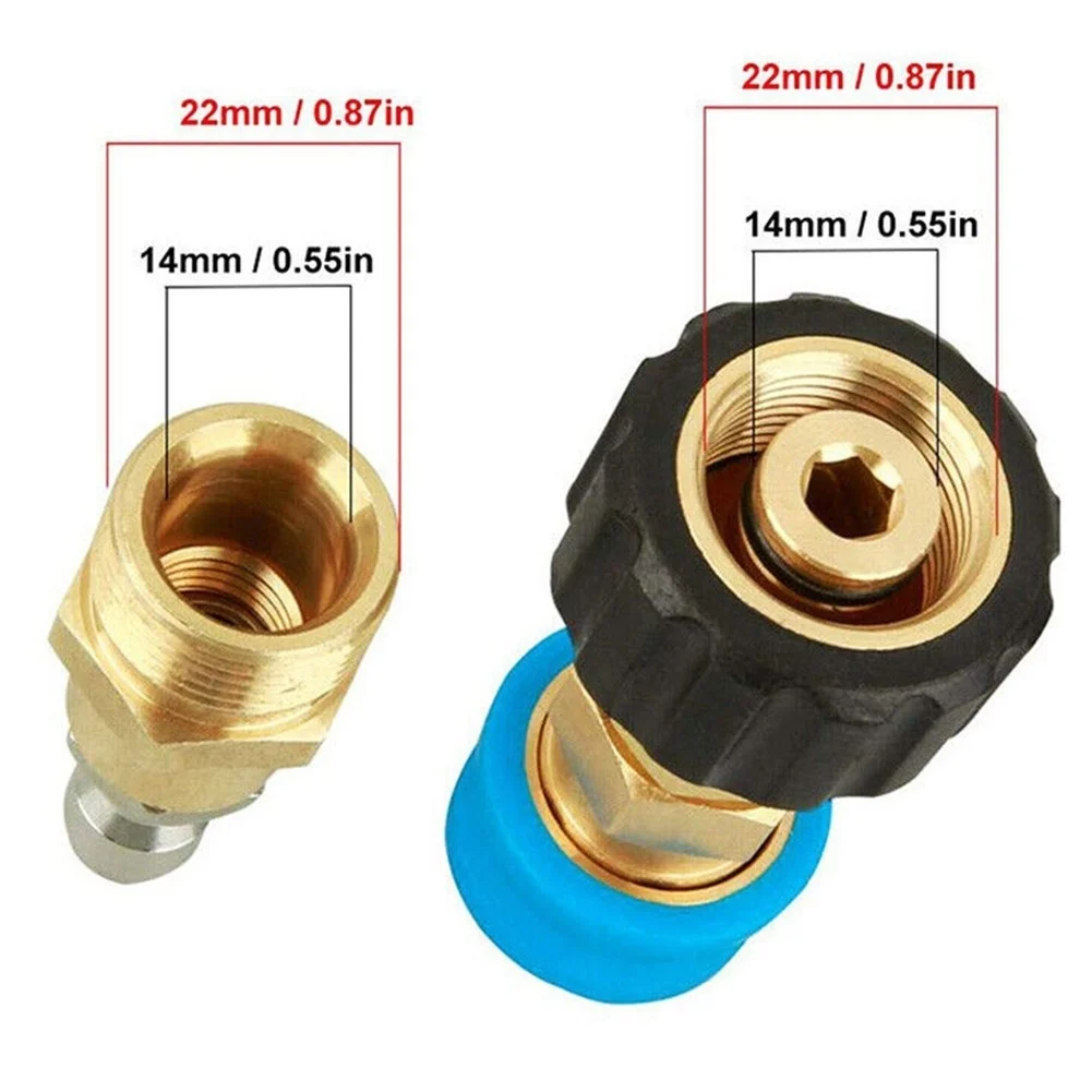 Quick Release Coupler Adapter For High Pressure Washer Equipment With M22F M22M Thread Support And 22mm 14mm Hose Interface