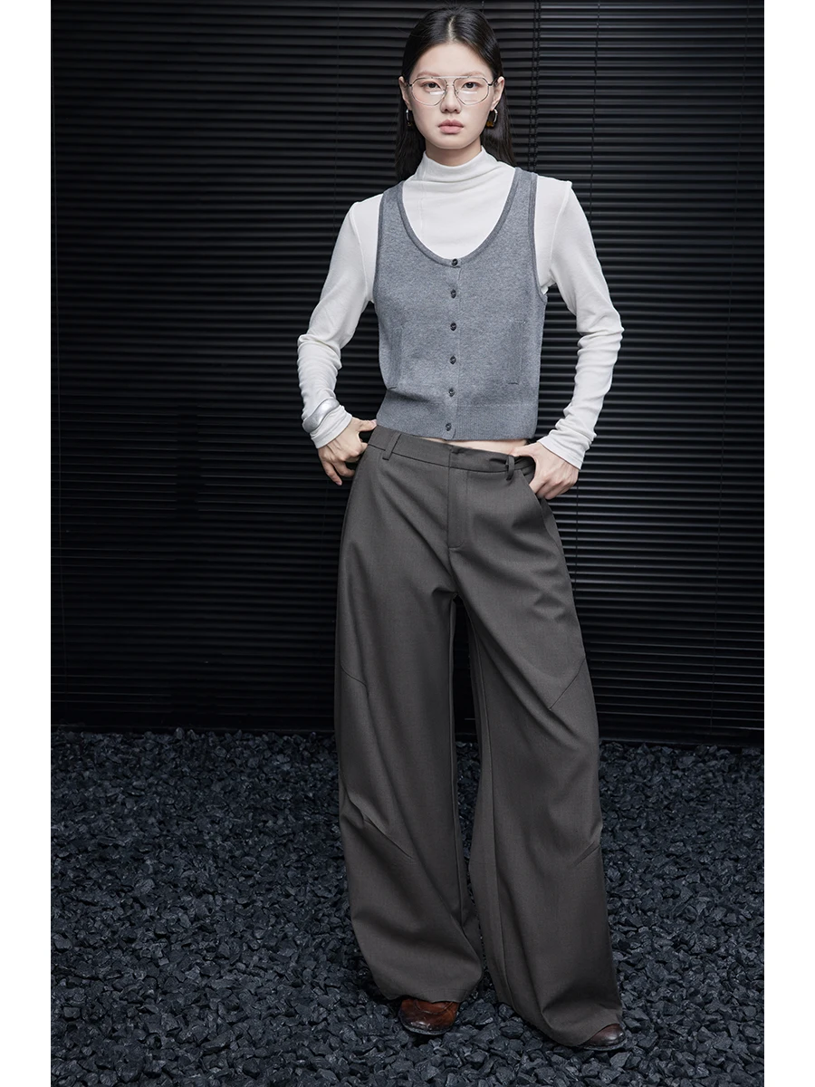 

Ay Широкие костюмные брюки, свободные женские модные осенние брюки 2023, новинка Lazy Sle, высококачественные уникальные красивые прямые брюки-трубы для поездок на работу