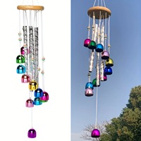 Rainbow Wind Chimes with Metal Tubes+Bells &Wooden Accents,Garden Patio Wall Hanging Decor for Outdoor Indoor Home Crafts Gift ,