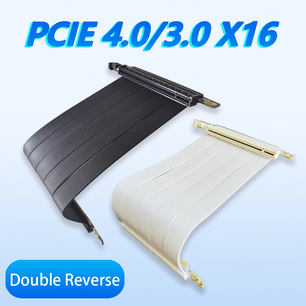 

PCIe 4.0 3.0 X16 Double Reverse Graphics Card Extension Cable Gen4/3 Flexible GPU Riser ITX A4 Connector Wire for Network RAID