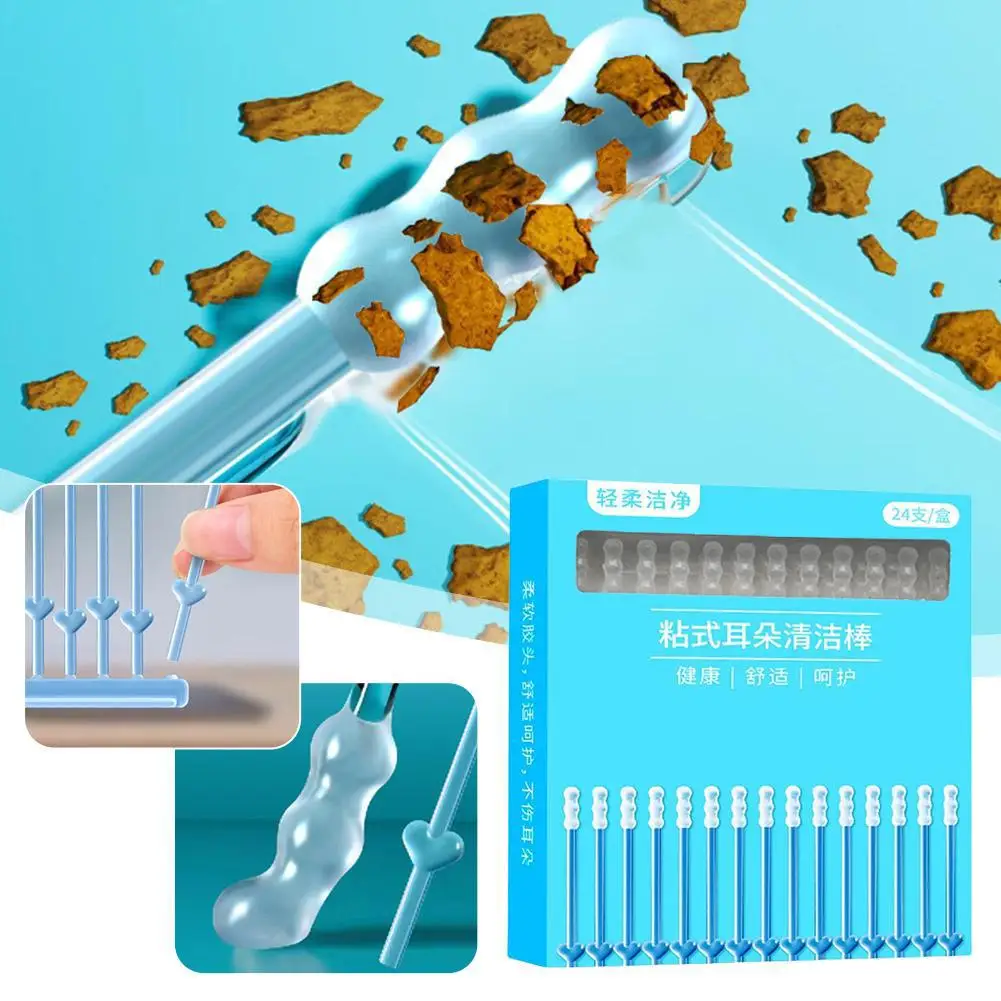1/2/3Box Stickable Sticky Ear Stick Ear Cleanser Soft Silicone Removal Tool Reusable Ear Cleaner Disposable Adhesive Earpick