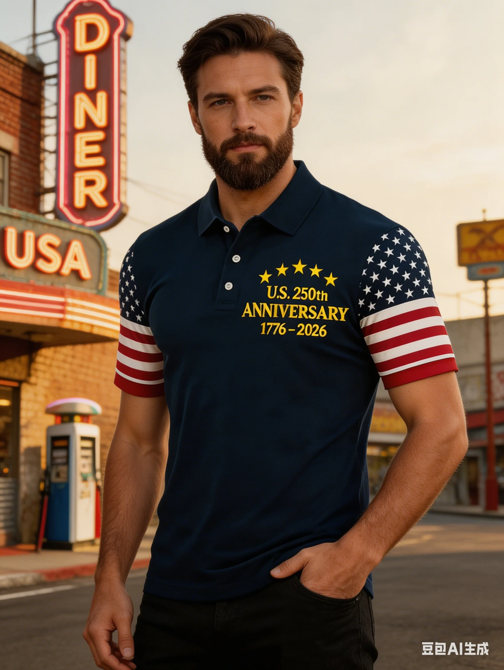 

Men's USA 250th Anniversary Polo Shirt 3D Print Bald Eagle Statue of Liberty Liberty Bell Patriotic Short Sleeve Green To