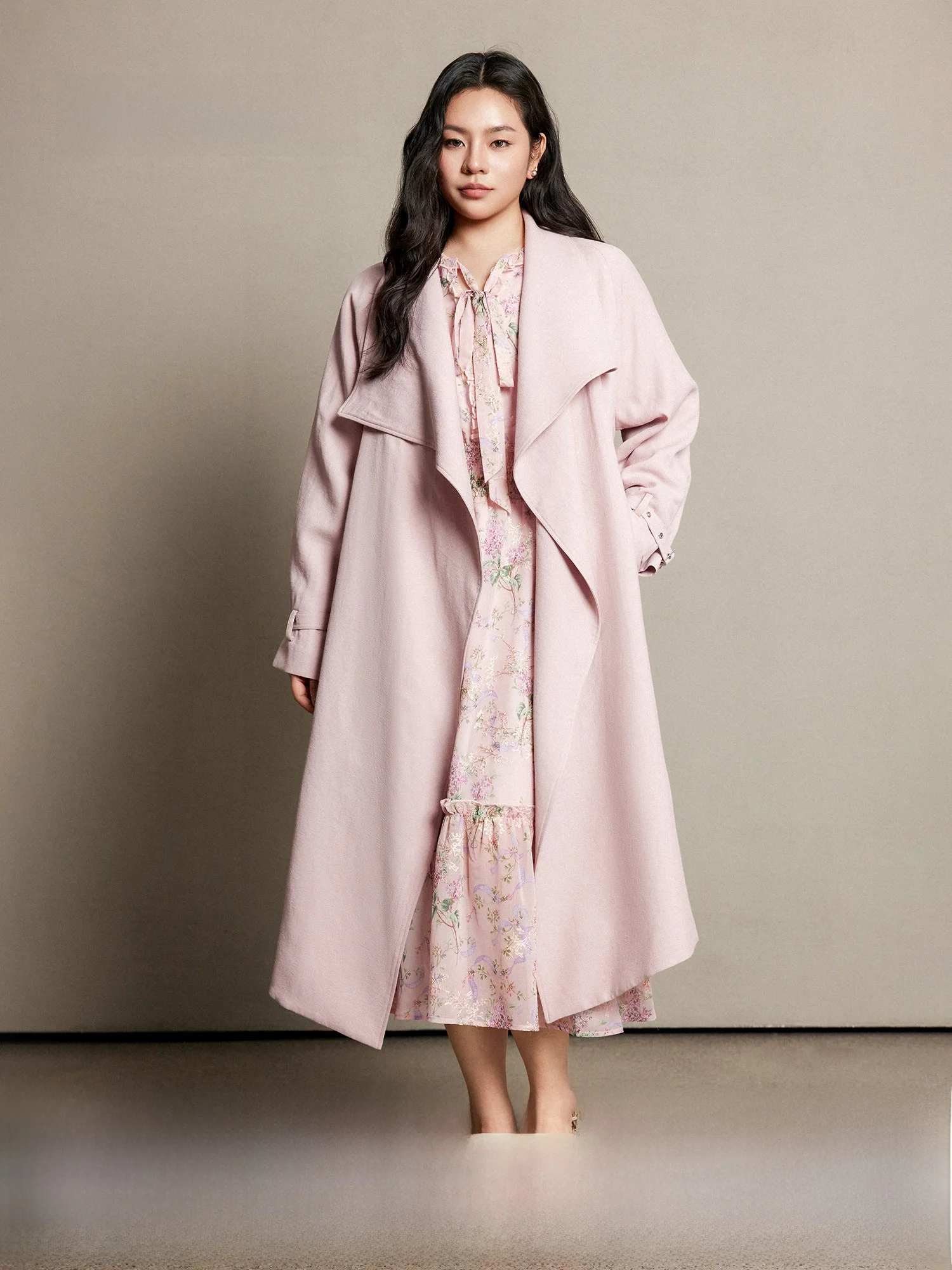 

Пальто-жакет Plusmall: Элегантное, длинное, с поясом, женское, весенний новый стиль, повседневное, свободного кроя, для фигуры типа «груша» и «прямая фигура»