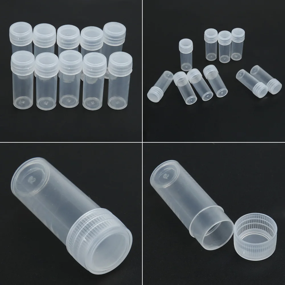 50pcs 5g Volume Sample Bottle Plastic Packing Bottle Transparent Medical Level Practical Multi-function for Seed Granular Object