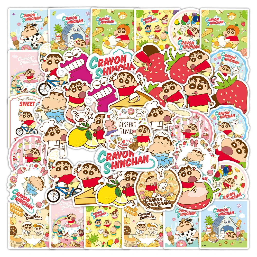 10/30/50pcs Cute Crayon Shin-chan Dessert Time Stickers Kawaii Cartoon Anime Decals Water Bottle Laptop Phone Sticker Kids Toy