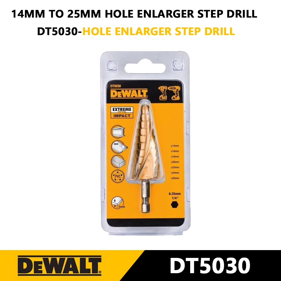 DEWALT DT5030 Impact Step Bit Pagoda Type Hexagonal Handle High-speed Drill Tool Accessories