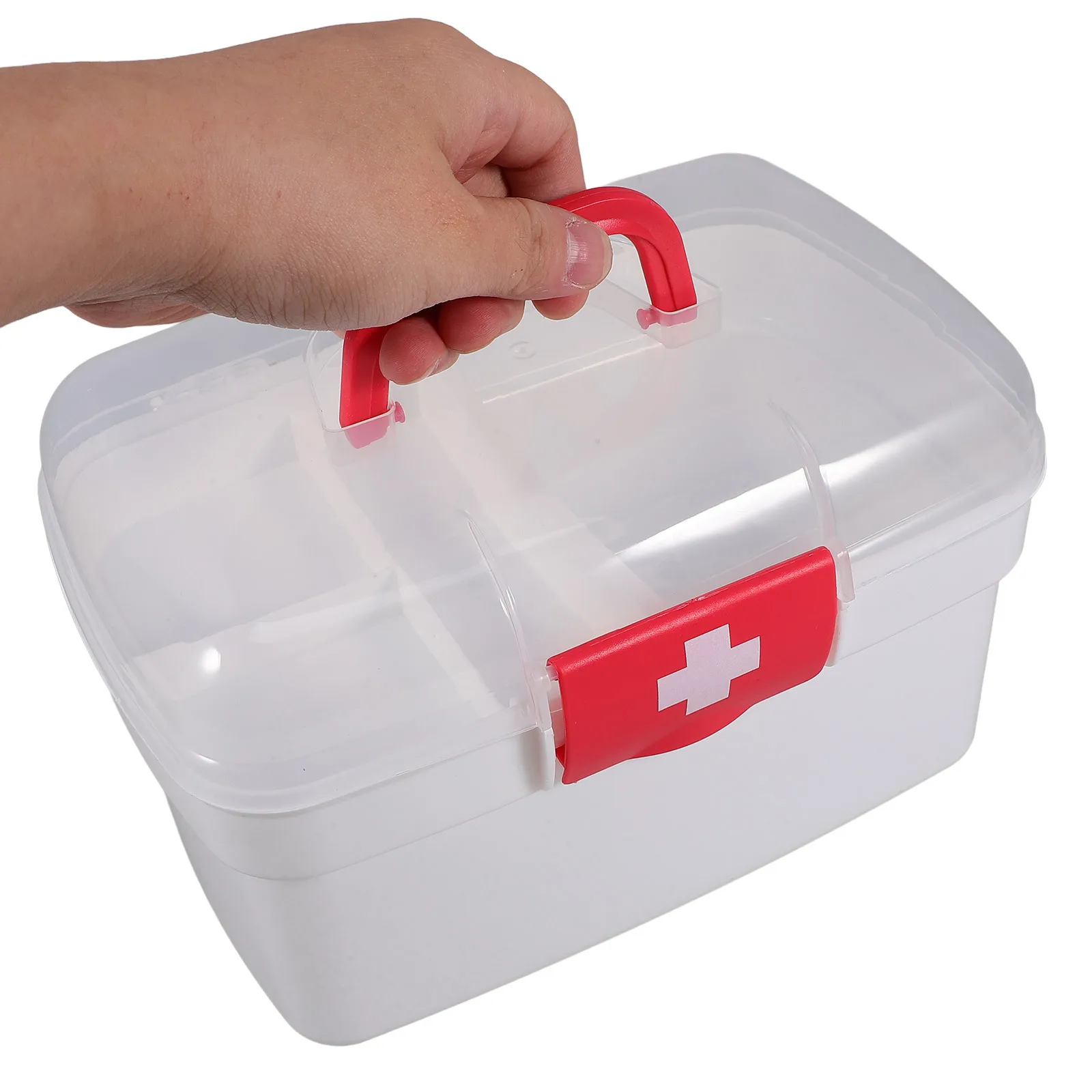 Portable Medicine Storage Box Organizer Sturdy Handle Compact Design Emergency Medical Supplies Home Office School Travel