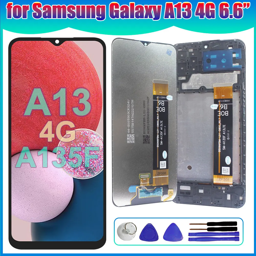 Para Samsung Galaxy A13 4G LCD pantalla táctil Digital para reemplazo para Samsung Galaxy A13 A135F A135M A135U A135N LCD con marco