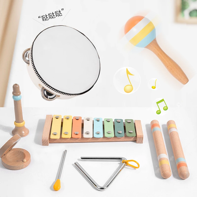 Juego de música Montessori, instrumento Musical de percusión de madera para bebés y niños, juguetes educativos tempranos para golpear