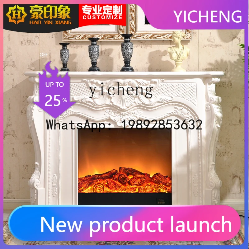 

Электрический камин-витрина из массива дерева цвета слоновой кости для виллы