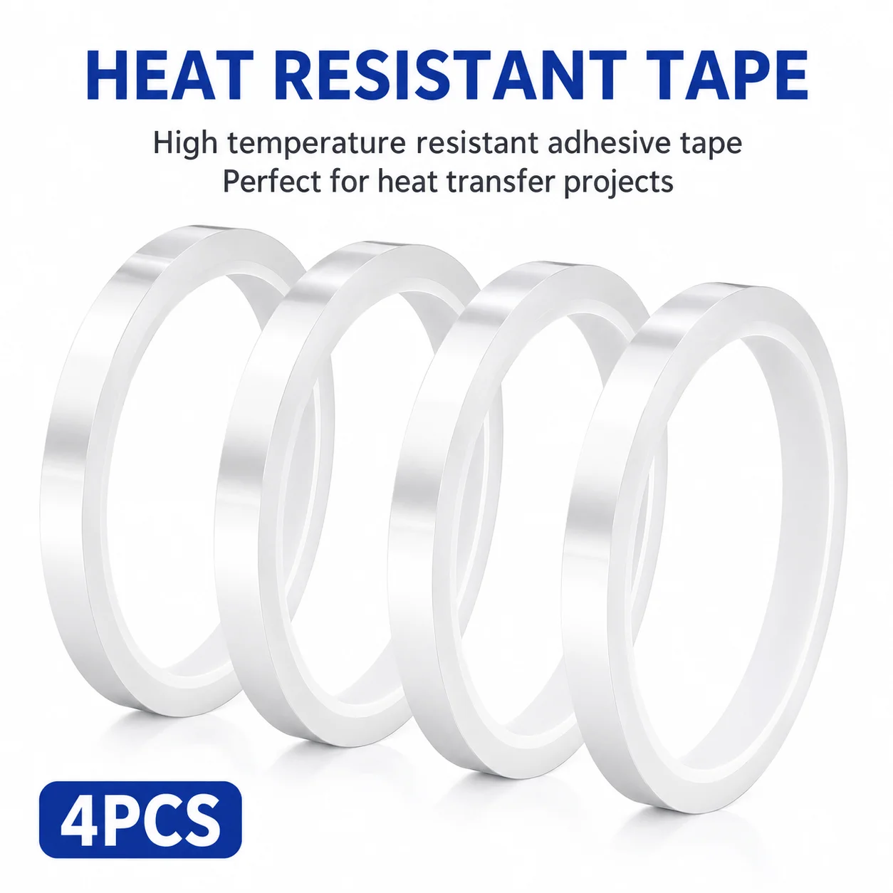 4/6PCS Heat Resistant Tape for Sublimation, High Temperature Heat Transfer Tape,PET Adhesive Tape for Heat Press, DTF, HTV