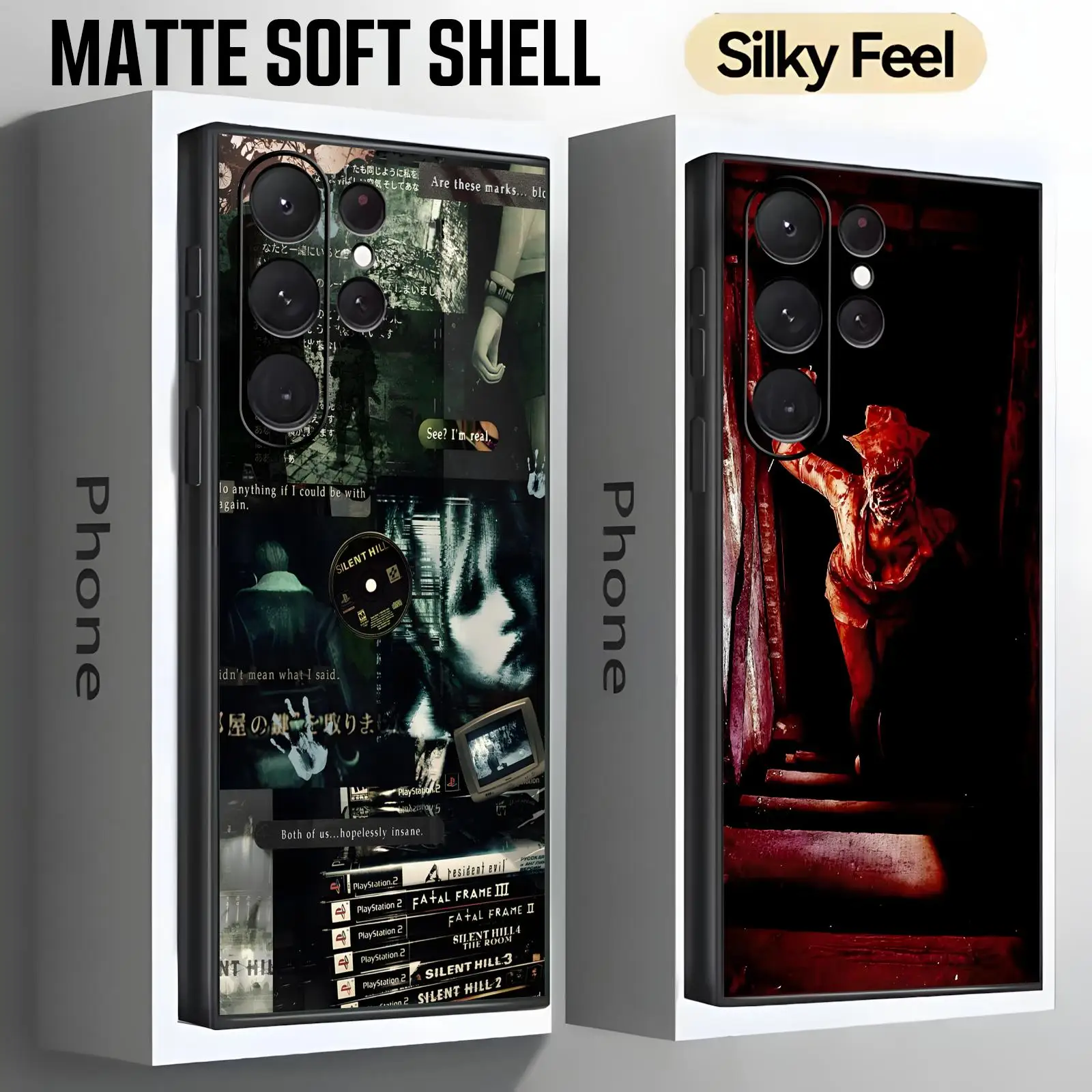SILENT HILL Phone Case For Samsung S26 S25 S24 S23 S22 S21 S20 Ultra Note20 Soft black Shockproof Cover