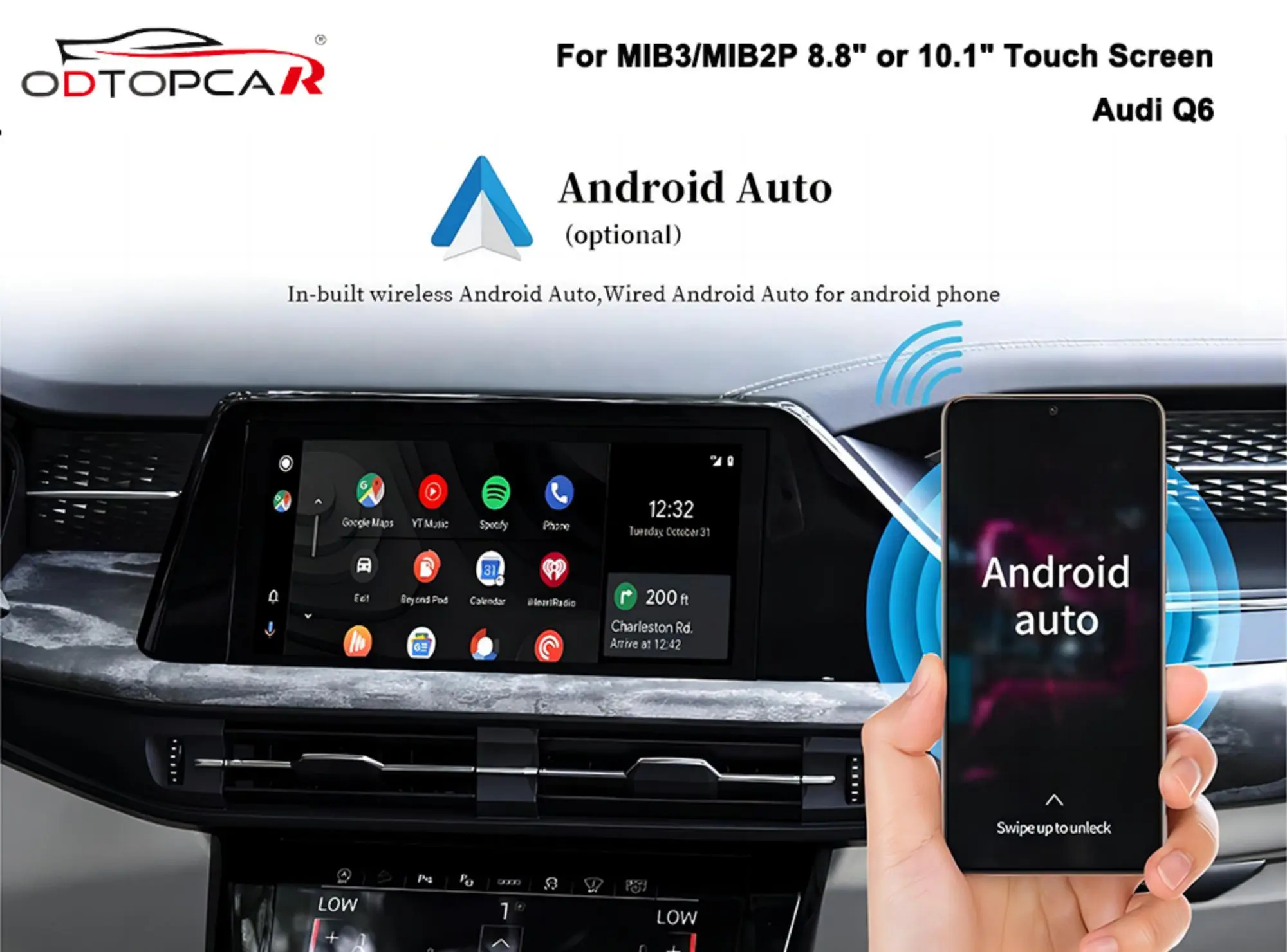 Android Ai BOX for Audi Q6 MIB2 Apple CarPlay Mirrorlink Android Auto Wireless Android Carplay Full Scree Android 13 GPS Stereo