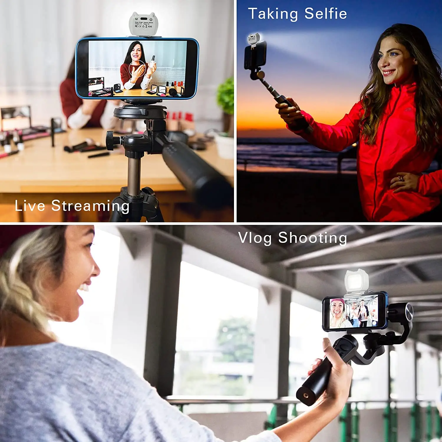 Portable LED Video Fill Light Compatible For Insta360 Flow Gimbal Stabilizer, Magnetic Design, Three Light Modes and Adjustable