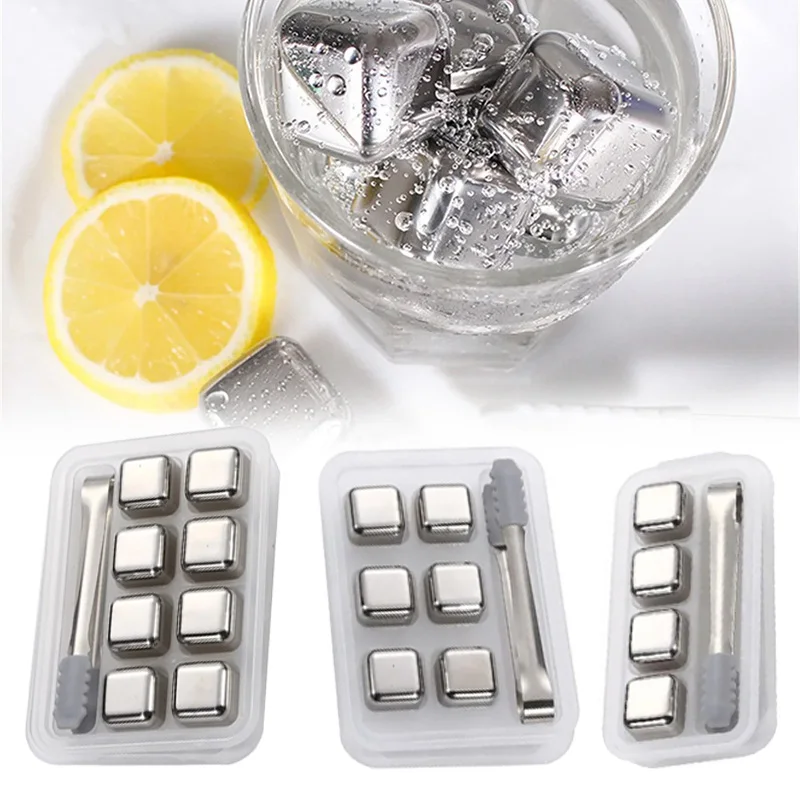 304 cubitos de hielo de acero inoxidable, cubitos de hielo congelados reutilizables, barra de whisky refrigerada de cerveza, cubitos de hielo de Metal específicos, molde para cubitos de hielo congelados