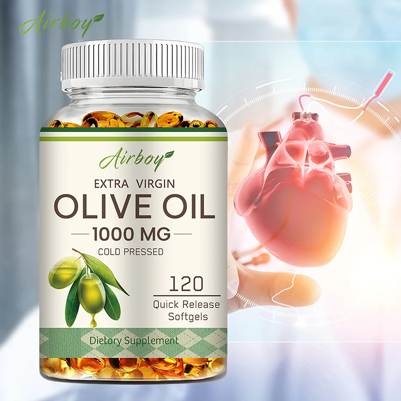 Cápsulas de aceite de oliva 1000 mg: apoya la salud cardiovascular del corazón, promueve la circulación sanguínea, antioxidante