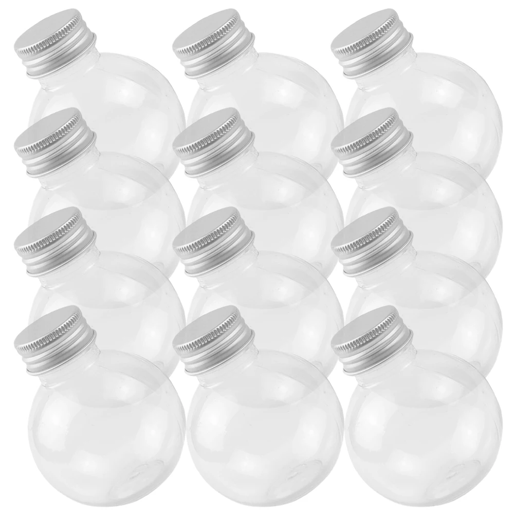 

50Pcs Lightbulb Cup Plastic Beverage Bottles with Caps Sealing Portable Juice Containers for School Work Travel Lightweight