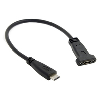 USB 3.1 Type-C Male to Female Extension Data Cable with Panel Mount Screw Hole 20cm for macbook galaxy s21