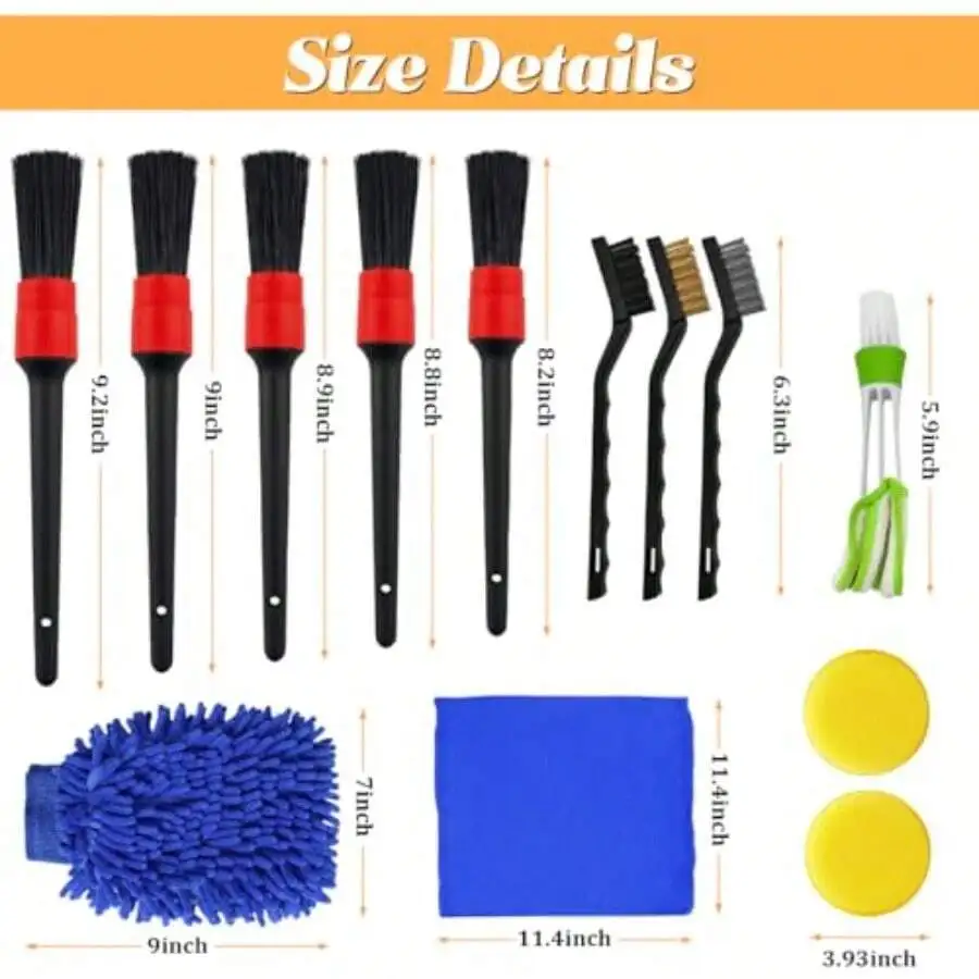 Car Detailing Brush Set, Vehicle Interior Cleaning Kit Includes Steel Wire And Air Vent Brushes, Automotive Detail Dusting