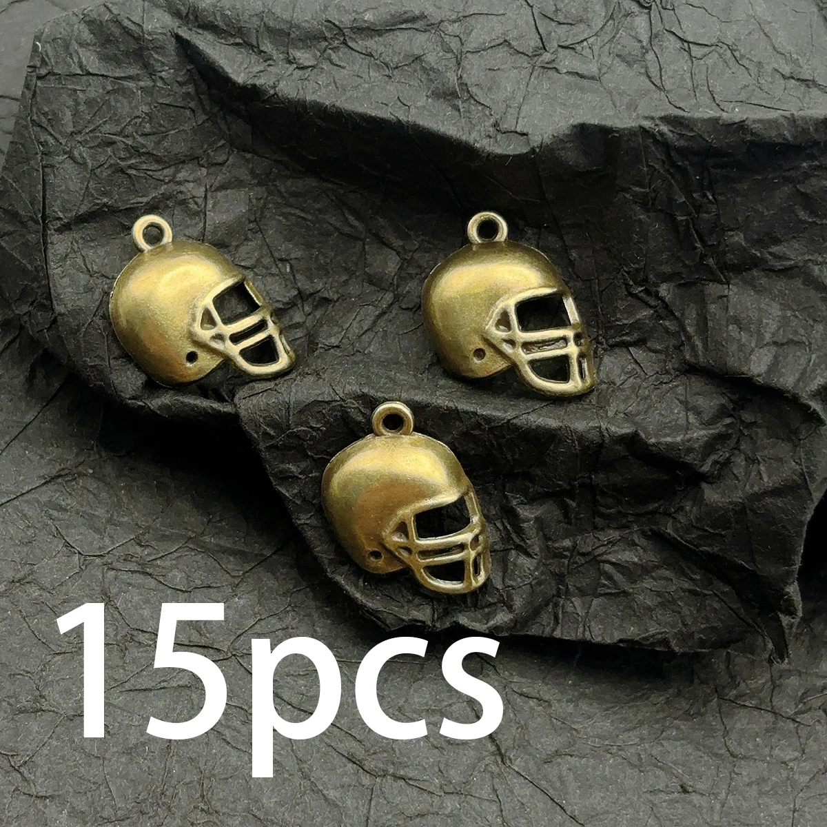 15 Pieces of Rugby Helmet Small Accessories, Hollow Mask Retro Sports Helmet Style, Suitable for DIY Bracelets, Necklaces, Earrings, and Handmade Beaded Decoration Accessories