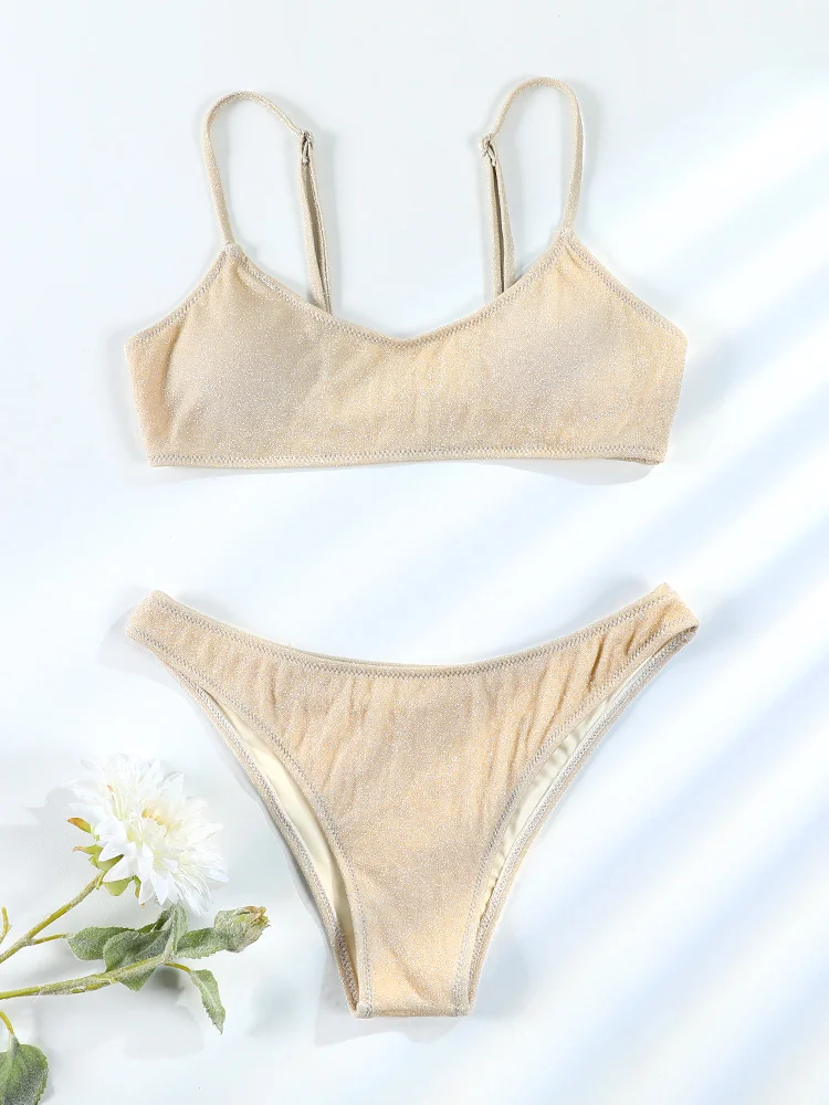 

Miyouj Solid Color Swimsuit 2025 Low Waiist Bikini Set Sexy Bathsuit Women's Two Piece Suits Bandage Biquinis High Cut Bathwear