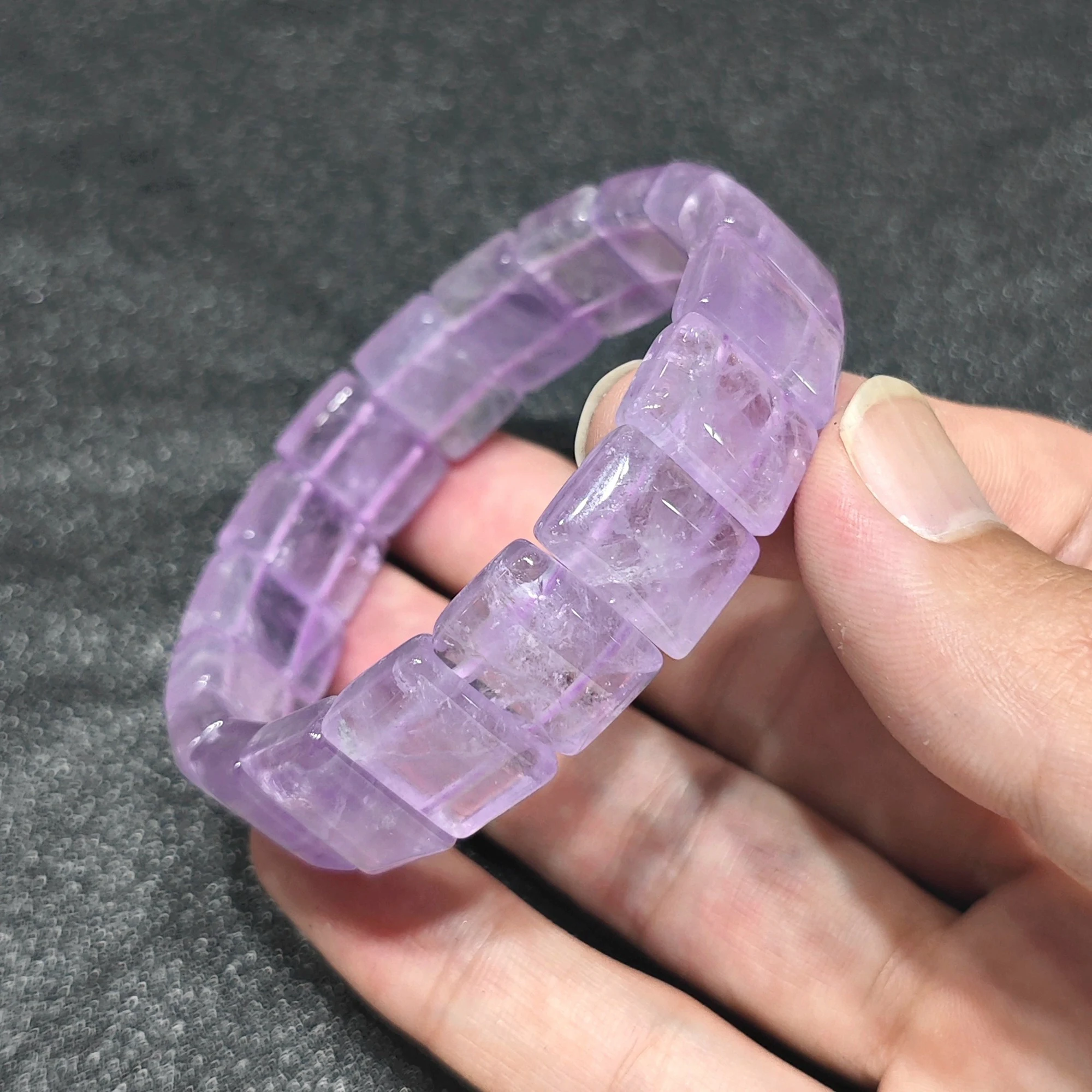 Natural Lavender Amethyst Bar Bracelet Gemstone Pyramid Faceted Slab Cuff Purple Crystal Jewelry Present Supply 1 Piece