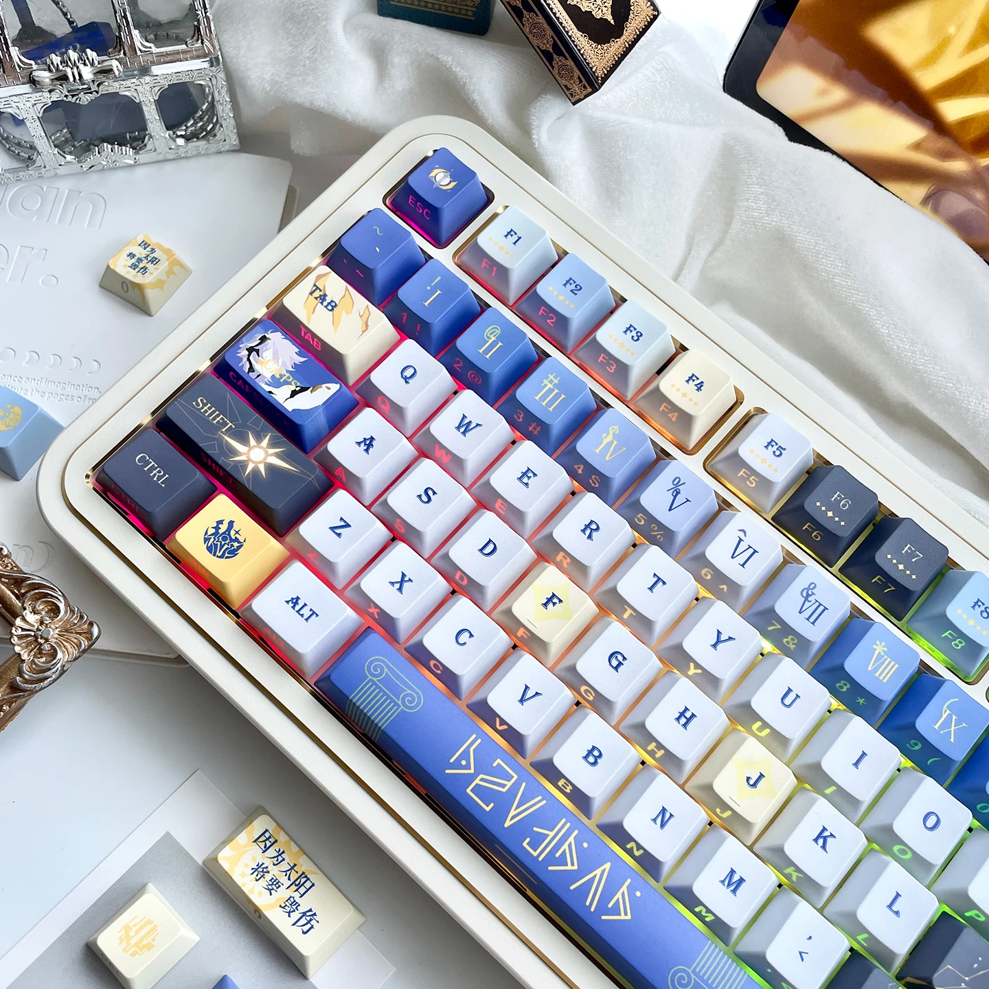 

143 Keys Star Rail Keycaps Phainon Theme Keycaps Dye-Sublimate Cherry profile Side shine through Keycaps For Mechanical Keyboard