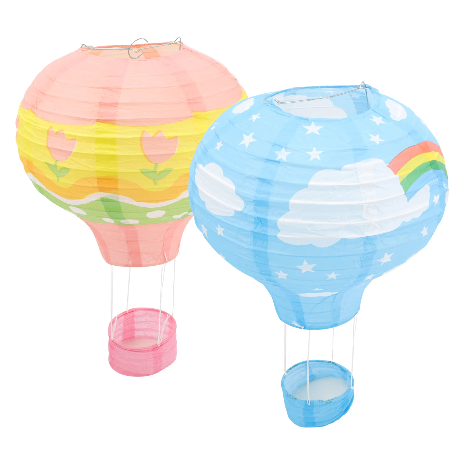 

2pcs Rainbow Hanging Paper Balls Metal Bracket Bright Decor Hot Party Wedding Nursery Classroom Lamp