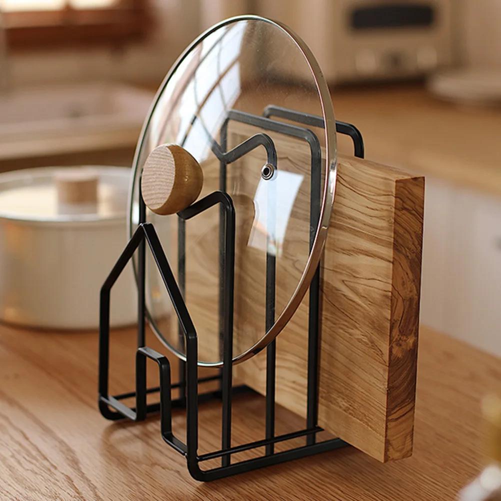 

Pot Lid Rack Cutting Board Storage Kitchen Organizer Premium Material Food Grade Groove Design Space Saving Easy Clean