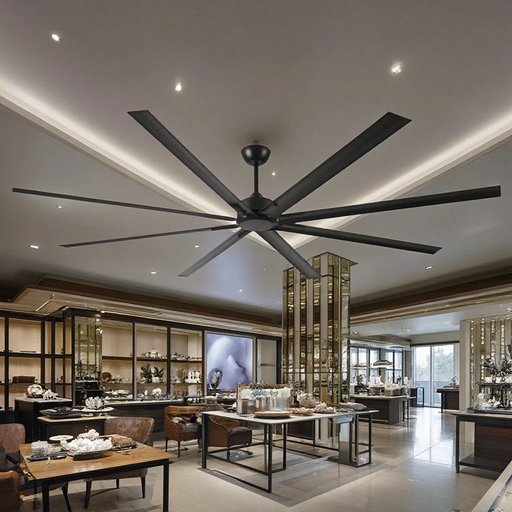 

8-Blade DC Motor Ceiling Fan 72/84 Inch Reversible ABS Blades Electric Remote Control Large Ceiling Fans