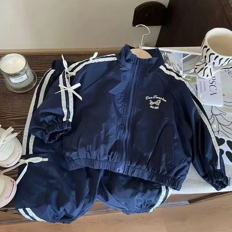 

Girl Spring and Autumn Set 2025 New Children's Korean Version Bow Bow Girl Children's Sports and Leisure Two Piece Set 100-150CM